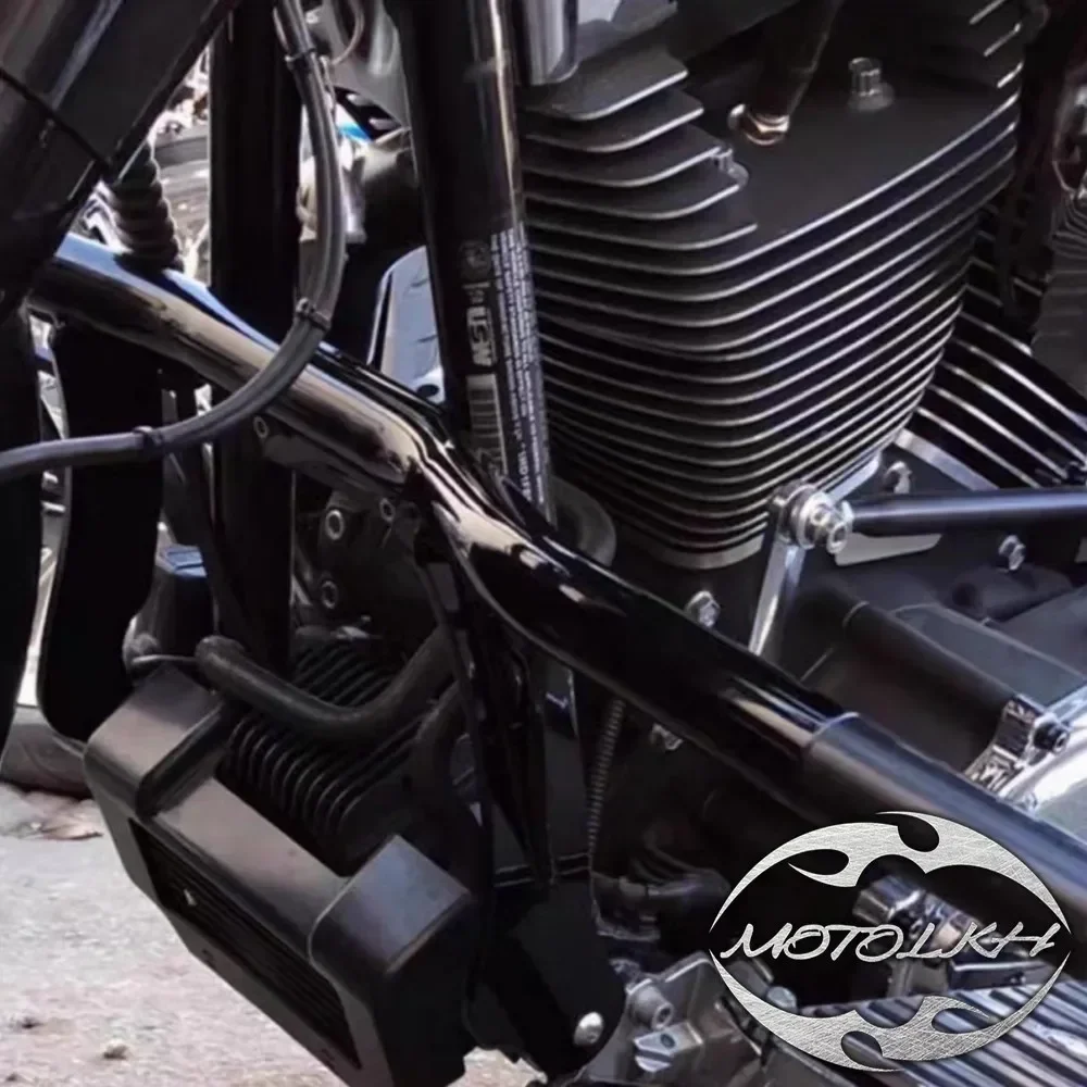 Фото Для Harley Road Glides Street Glides Road King 14-23 передняя защита двигателя для шоссе, защита от падения, стальная защита от падения, черный №2