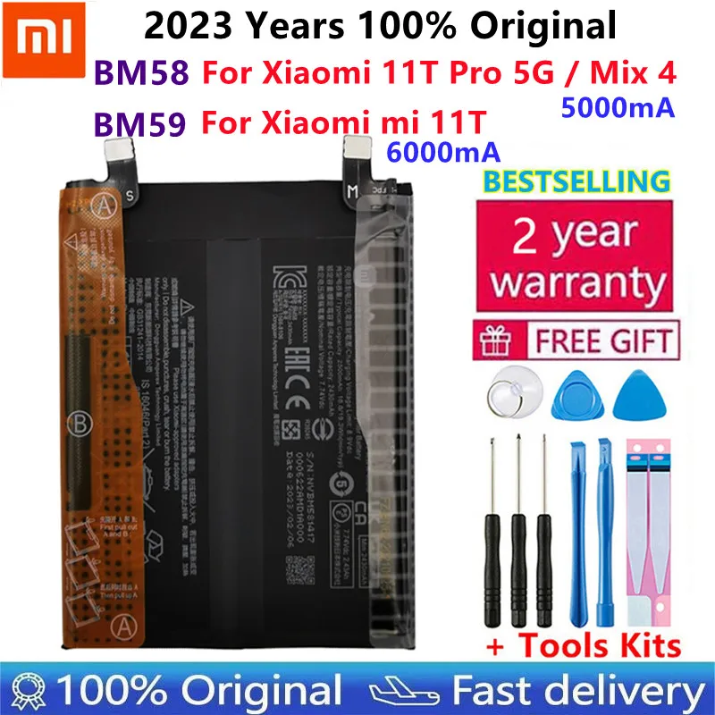 

High Quality Xiaomi 100% Original Battery BM59 For Xiaomi 11T Mi 11T, BM58 For Xiaomi Mi 11T Pro Mi Mix 4 Mix4 Batteries Bateria