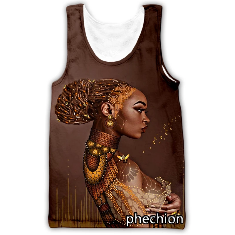 

phechion New Fashion Men/Women African Beautiful Girl Art 3D Printed Sleeveless Vest Streetwear Men Loose Sporting Tank Tops A66