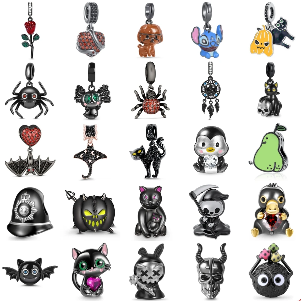 Браслет Котенок из серебра 925 пробы с бусинами