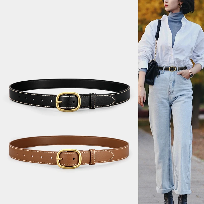 Fashion brand women's belt fashion Joker leather belt with coat black high-grade decorative suit jeans belt