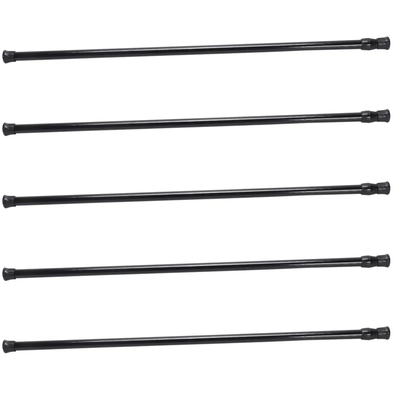

5X Extendable Telescopic Spring Loaded Net Voile Tension Curtain Rail Pole Rods,70-120Cm,Black
