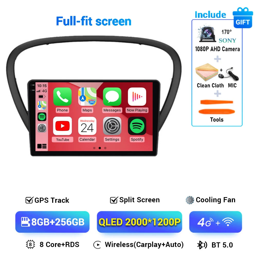 

Автомобильный радиоприемник Carplay Android 15 для Peugeot 607 2002 2003 2004 2005 2006 2007 2008, стерео мультимедийный плеер, GPS-навигация DSP