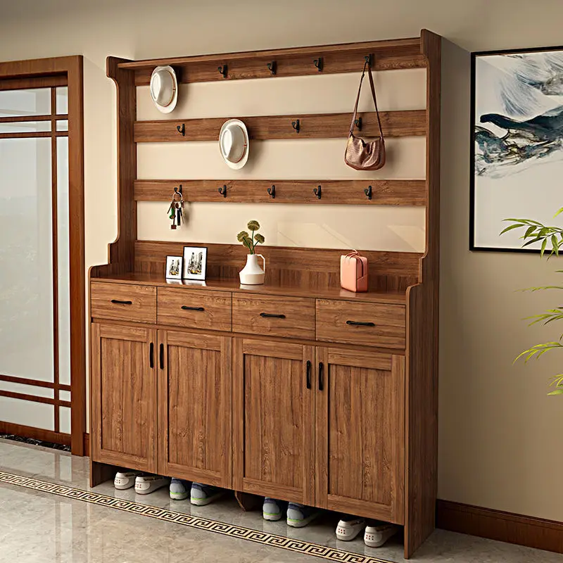 

Coat and Cap Clothes Rack Integrated Hall Cabinet Simple Modern Large Capacity Hallway Entrance Household Shoe
