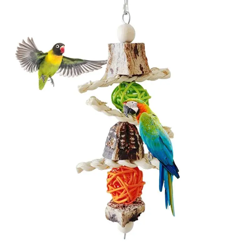 

Bird Parrot Swing Chewing Toy Hangings Colorful Pet Birds Cage Toys Chewing Toys For Small Parakeet Cockatiel Conures Finches