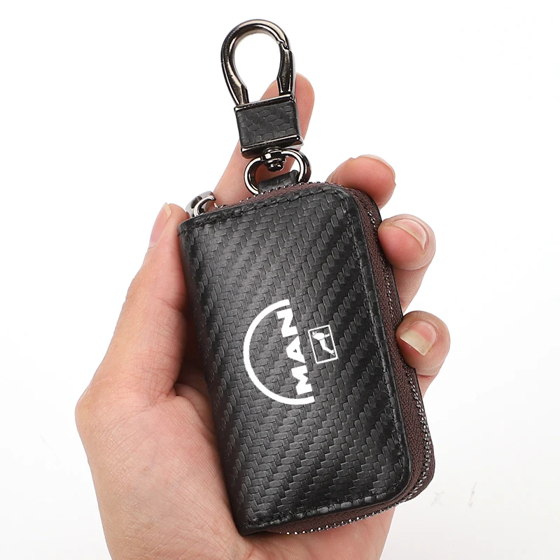 For MAN TGX TGM TGA TGS TGE Car Accessories Carbon Fiber Car Key Case Men Ladies Key Storage Bag