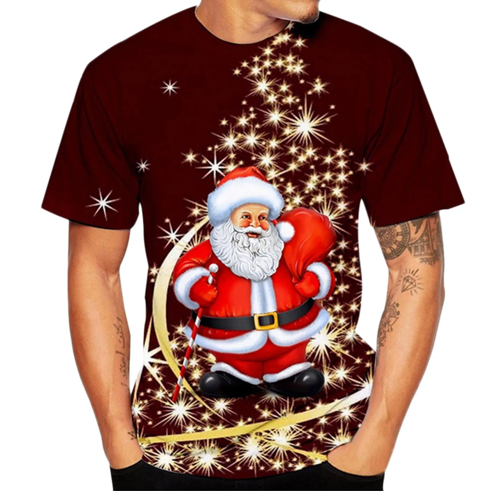 

Christmas Graphic T Shirts Men Santa Claus Printed Anime Tops 90s Vintage Short Sleeve O Neck Pullovers Xmas Tee Shirts