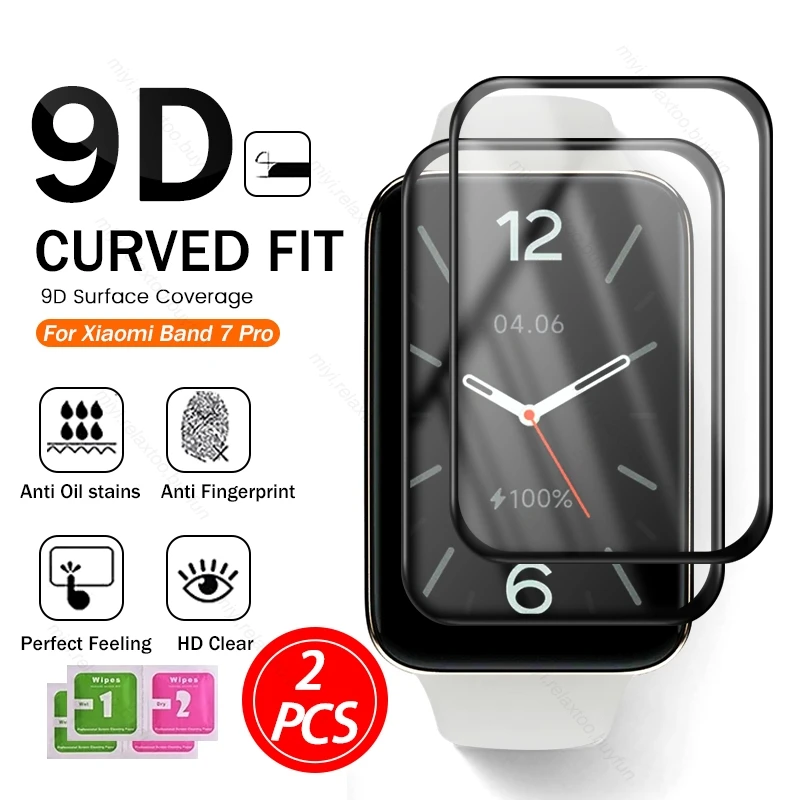 

2 шт., защитное стекло 9D для Xiaomi Mi Band 7 Pro