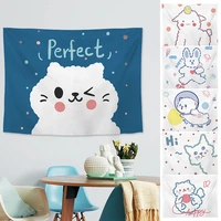 cute dog tapestry wall hanging blanket cloth home decor cartoon cat pattern tapestries for dorm room bedroom decoration blankets