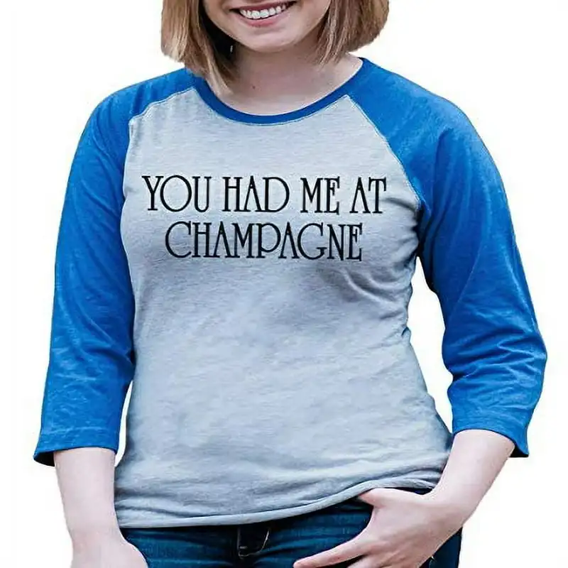 

You Had Me at Champagne New Years Raglan Shirt Blue