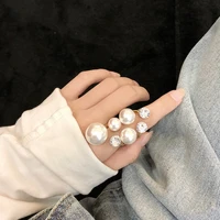 new pearl ring rings for women girl open alloy inlaid brick charm personality fashion korean jewelry party accessories 2022 gift