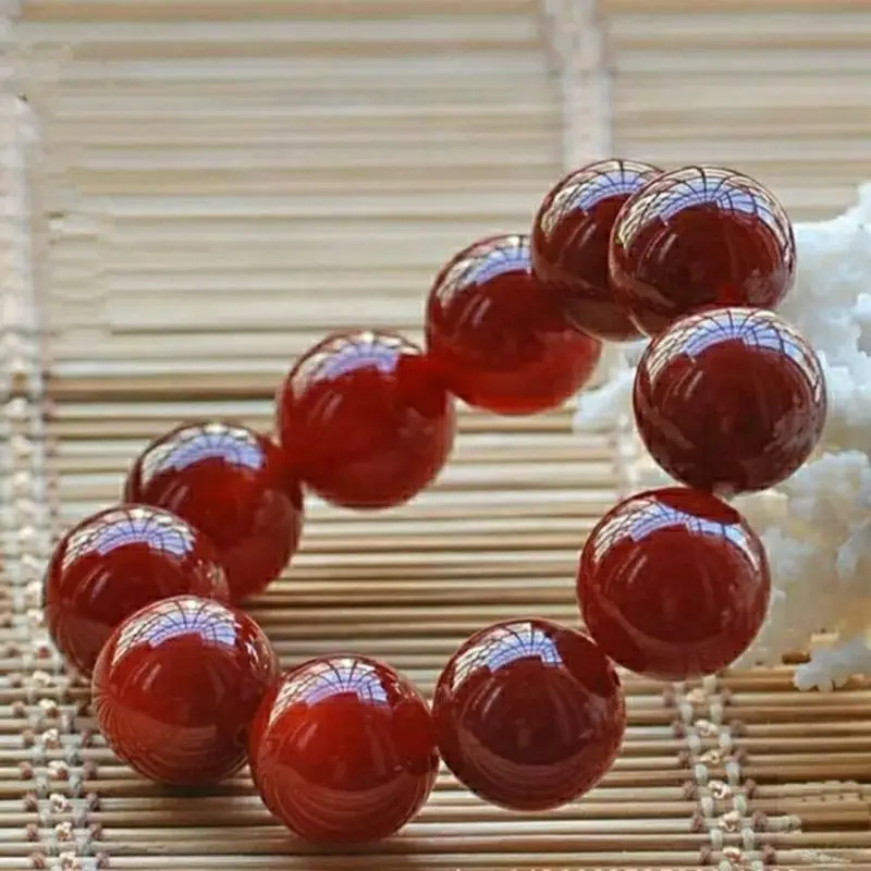 Браслет с красным агатом 20 мм