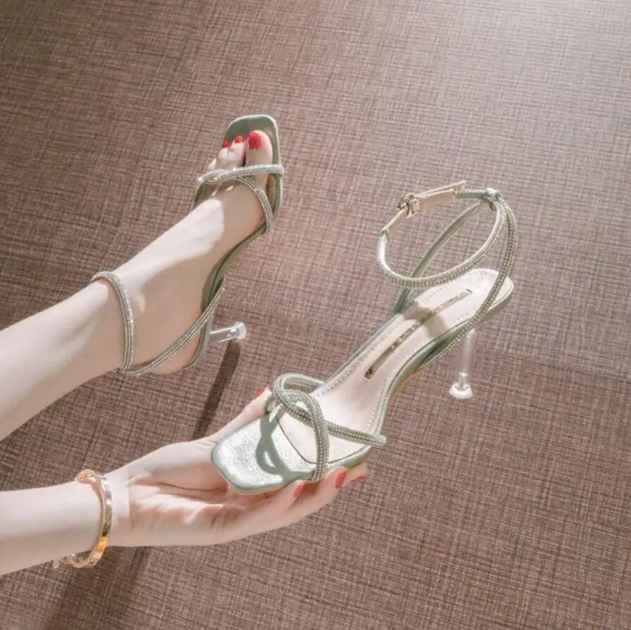 Сандалии-гладиаторы женские на высоком каблуке босоножки с ремешком щиколотке