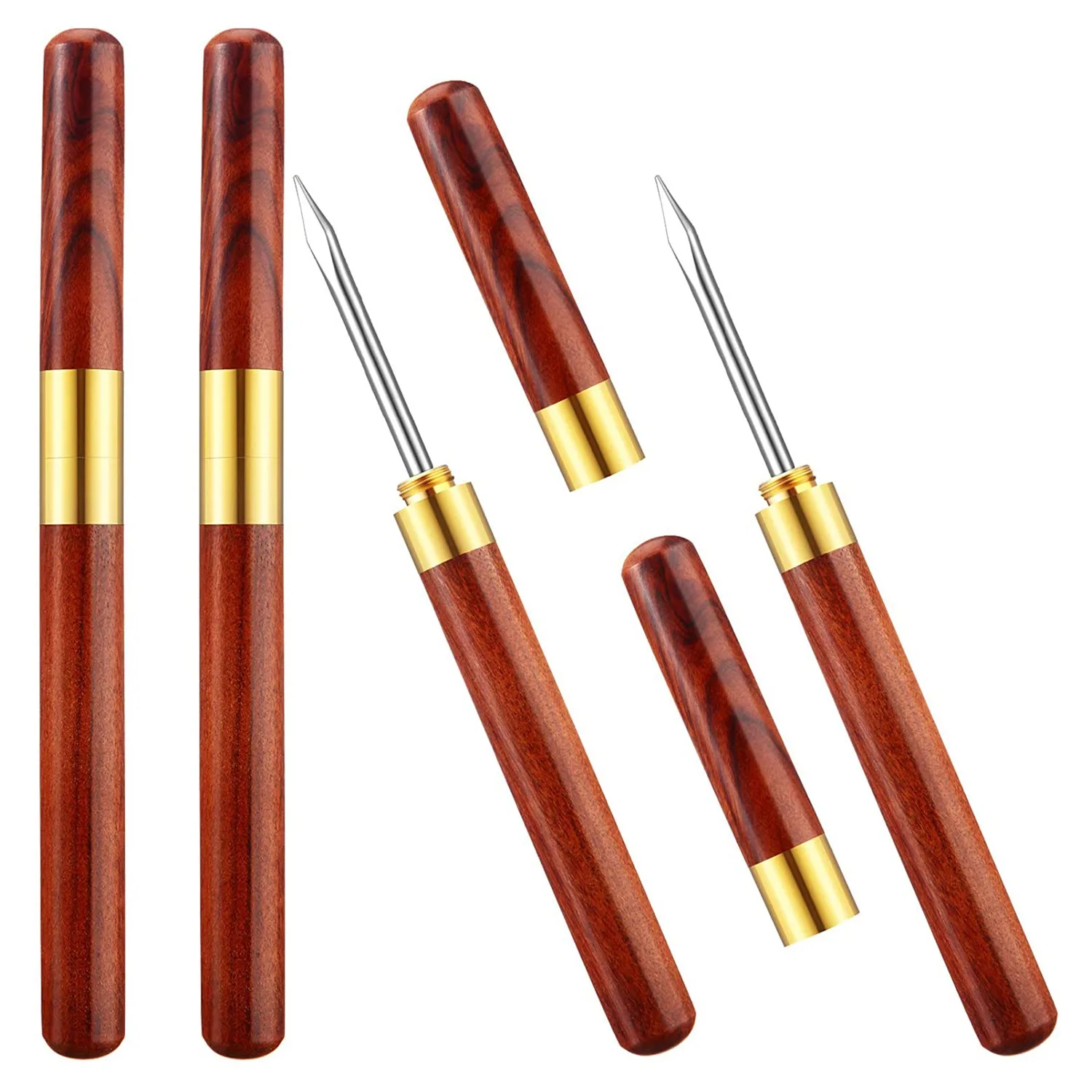 

4Pcs 6.1 Inch Stainless Steel Ice Pick Wooden Handle Ice Pick with Cover for Kitchen,Bars,Picnics,Camping and Restaurant