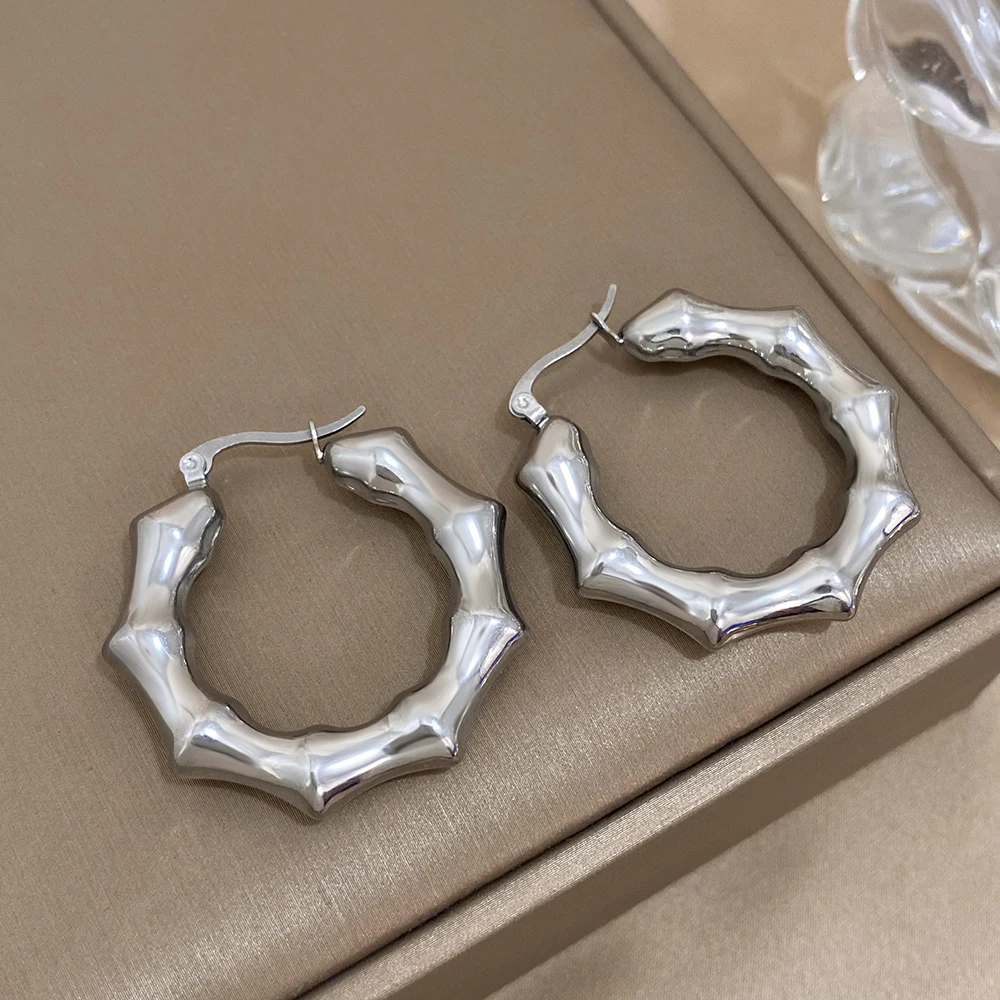 Модные полые Бамбуковые серьги-кольца классические минималистичные Роскошные