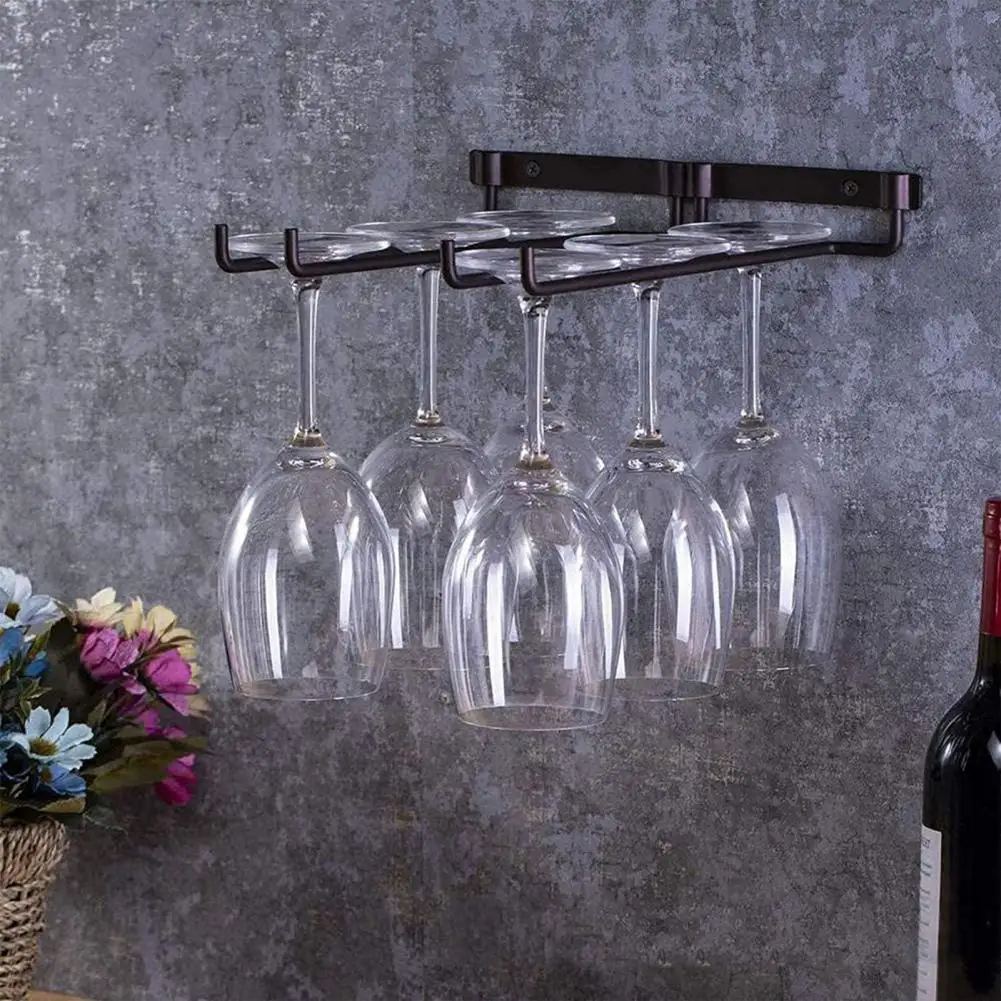 

Wine Glass Rack Wall-mounted Draining Iron Wine Rack Glass Holder Hanging Bar Hanger Shelf Drain Holder Kitchen Accessories