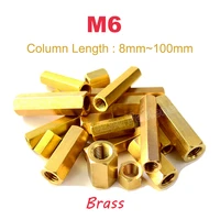 1 3pcs hex brass standoff spacer m6 copper hexagon stud full thread generator nuts female screw length 8mm100mm hollow pillars