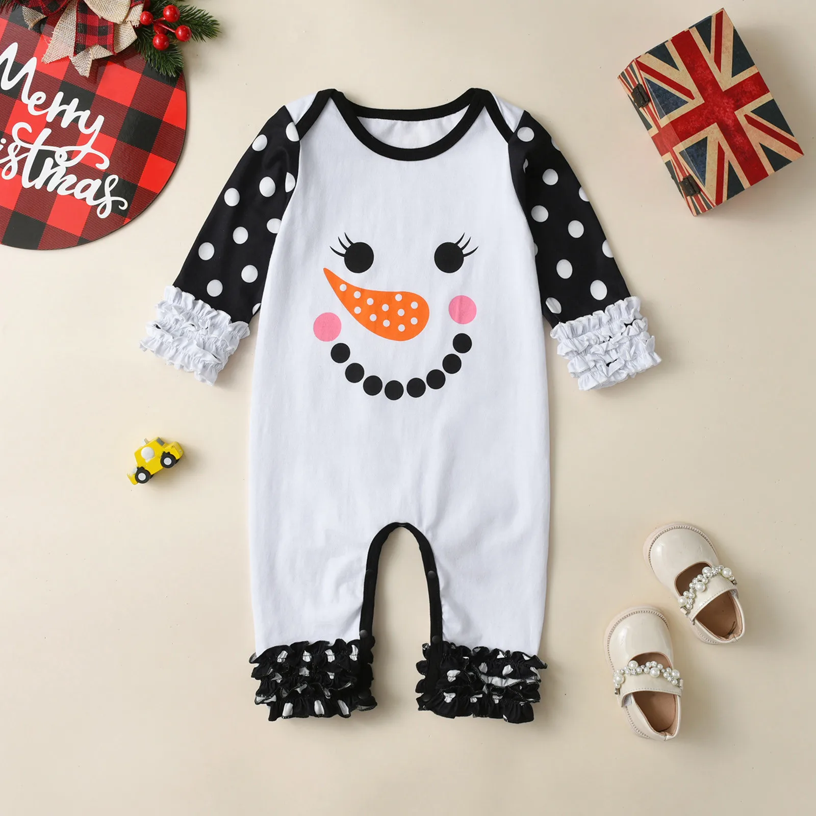 

Рождественская мода классические комбинезоны унисекс с длинным рукавом повседневные комбинезоны для новорожденных мальчиков и девочек с мультяшным принтом осенне-зимняя одежда