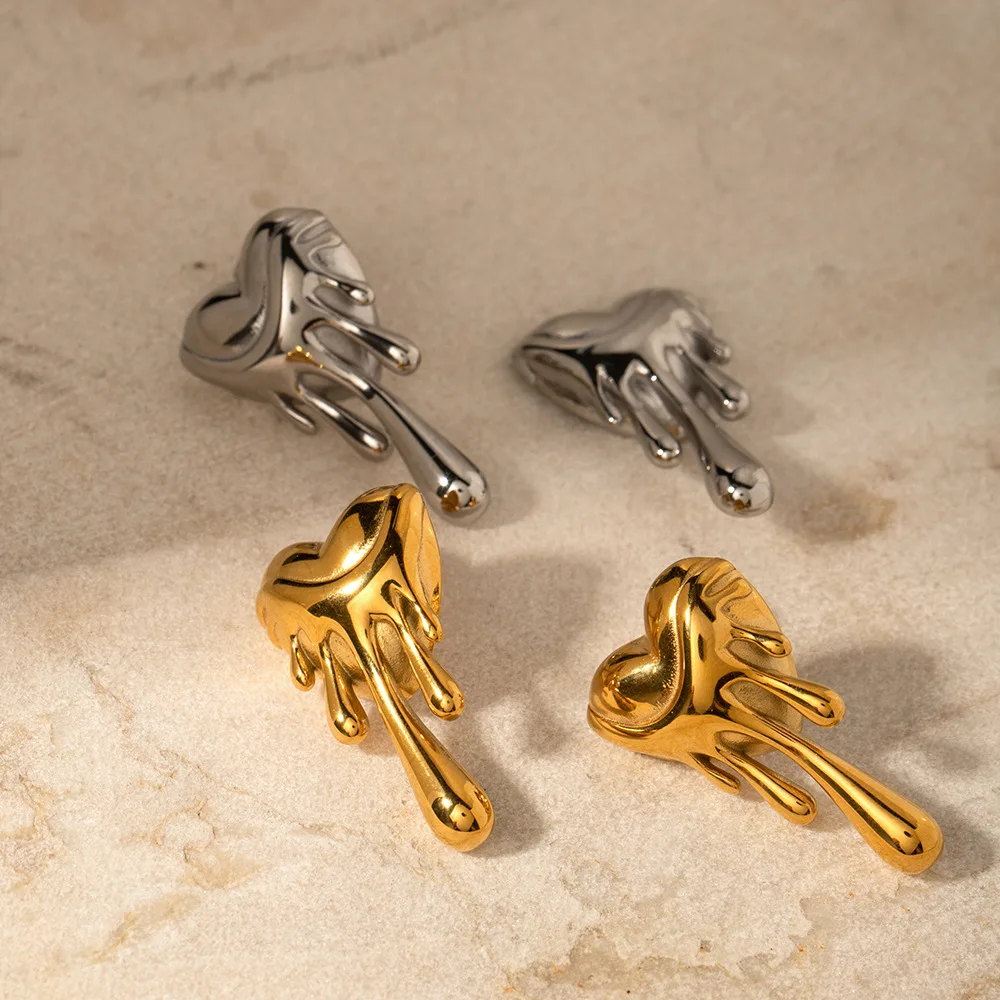 

Retro Trendy Titanium Steel Heart-shaped Earrings
