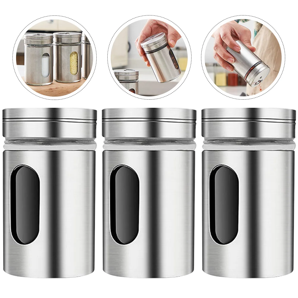 

Seasoning Salt Shaker Jar Spice Glass Kitchen Shakers Jars Pepper Steel Containers Dispenser Condiment Sugar Bottles Container