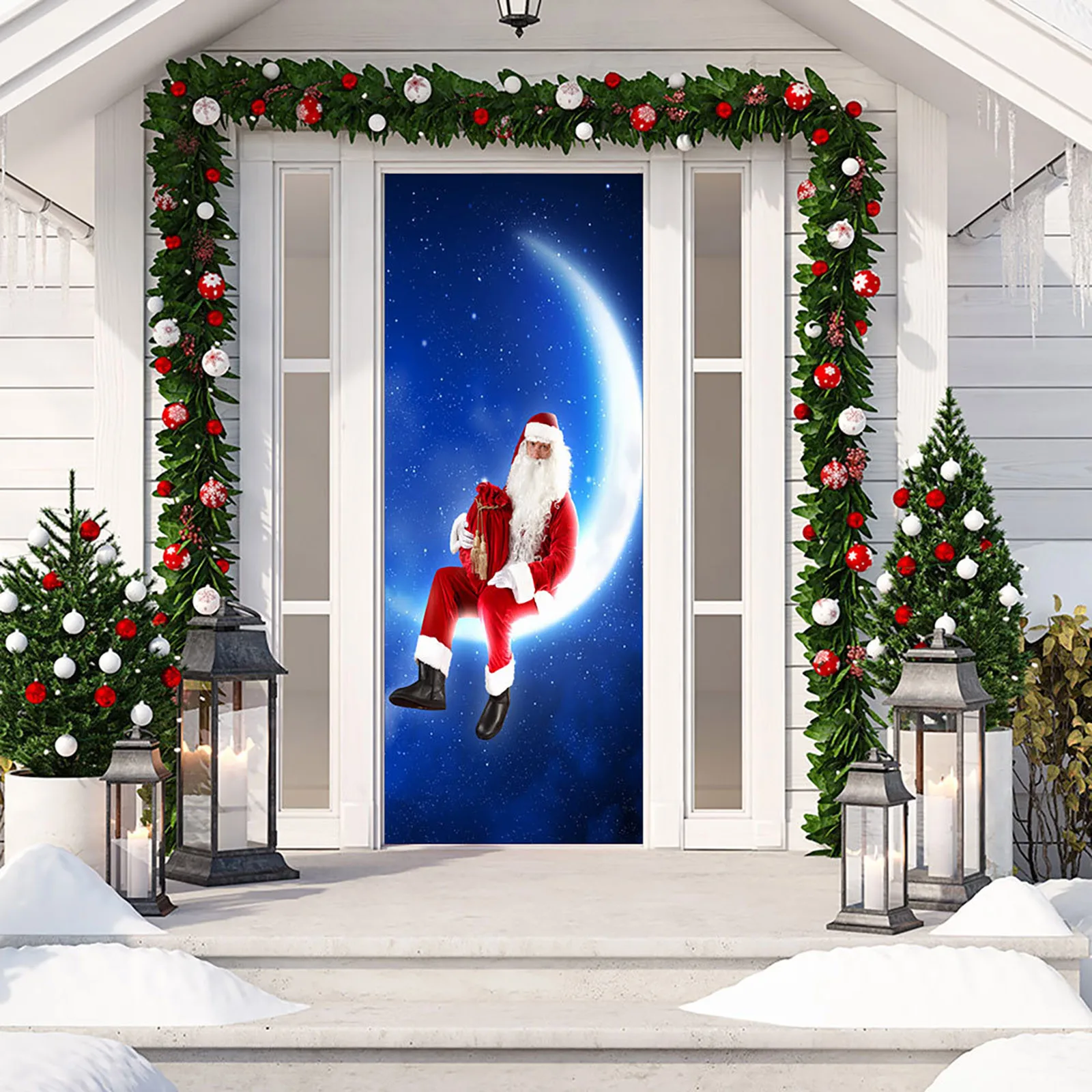 

3D Christmas Door Covers Christmas Party Decorations Door Stickers 31 X 78 Inch