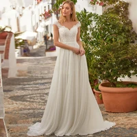 elegant lace applique chiffon boho beach wedding dress 2022 a line romantic sweetheart neck beach bridal dress vestidos de novia