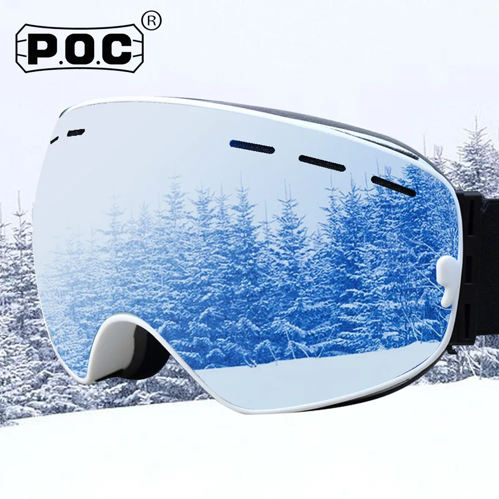 

Winter Glasses Double Layers Ski Goggles Snowmobile Mask Skiing Glasses Snowboard Goggles Snow Strap Polycarbonate for POC