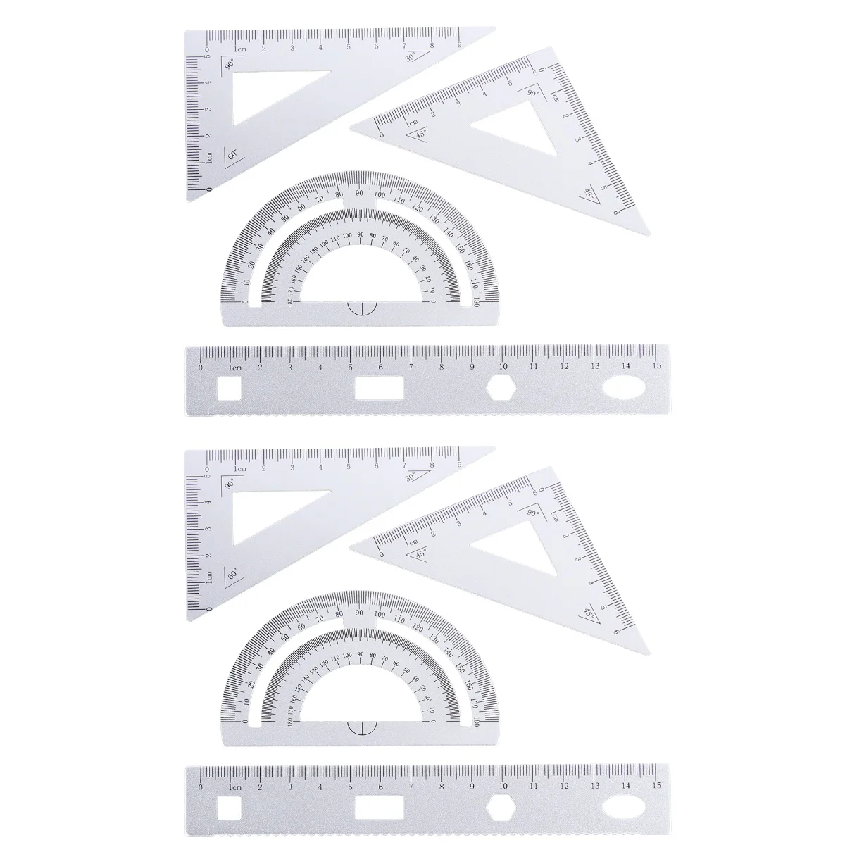 

2 Sets of 4PCS DIY Metal Ruler Sturdy Office Metal Ruler Ruler Stationery Set Triangular Plate Protractor Testing Ruler for