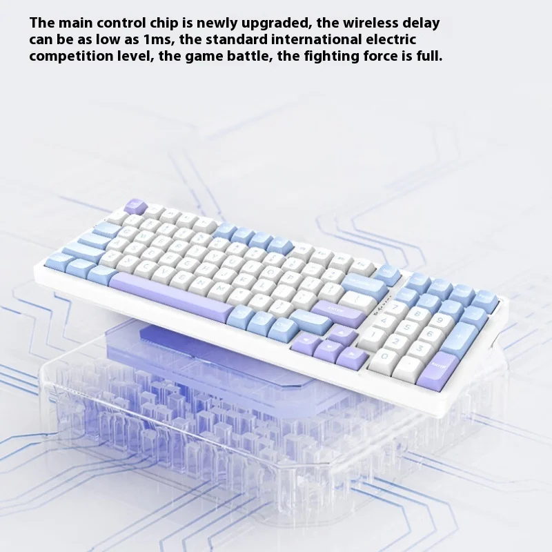 Фото Vgn V98pro V2 механическая клавиатура, три режима, геймеры, проводная Bluetooth Беспроводная прокладка, Горячая вилка, игровая клавиатура, подарок для мальчика №1