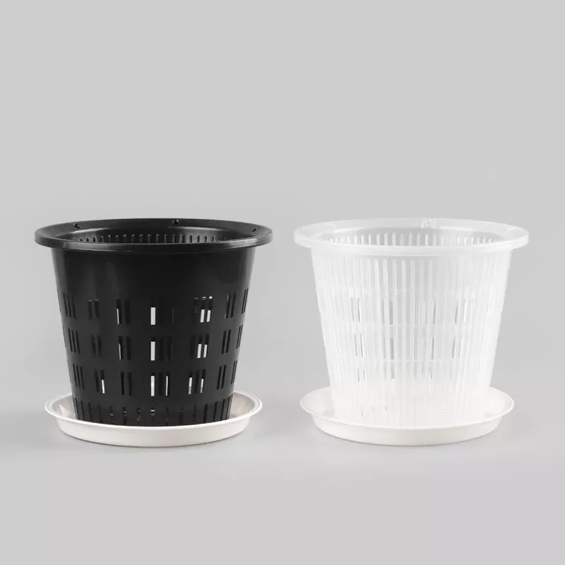 

Clear Plastic Orchid Flower planter Pots tray Holes Air Function Root Growth Container Slots wall hanging hole grow Pot