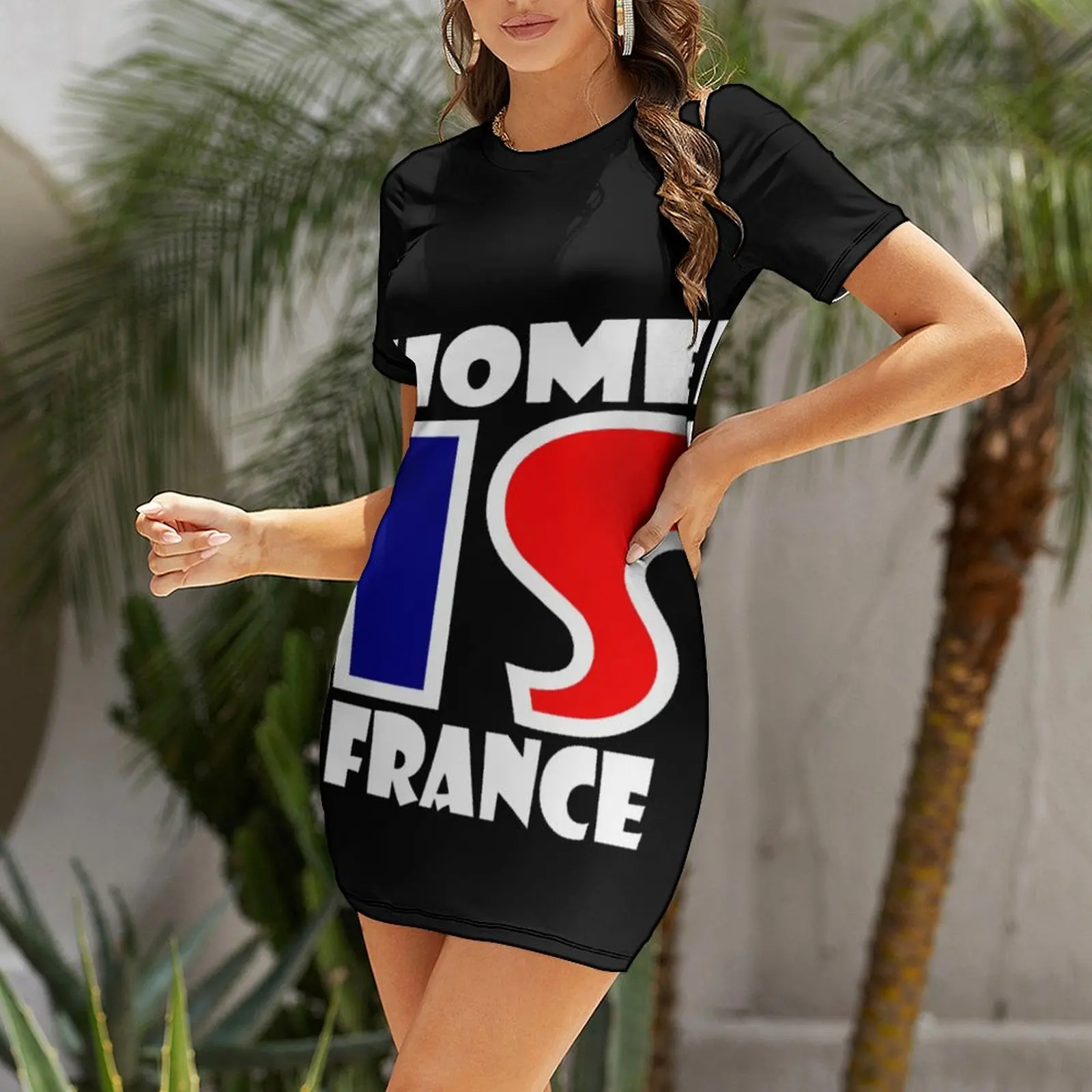Экзотическое французское платье с французским флагом 10 коротким рукавом