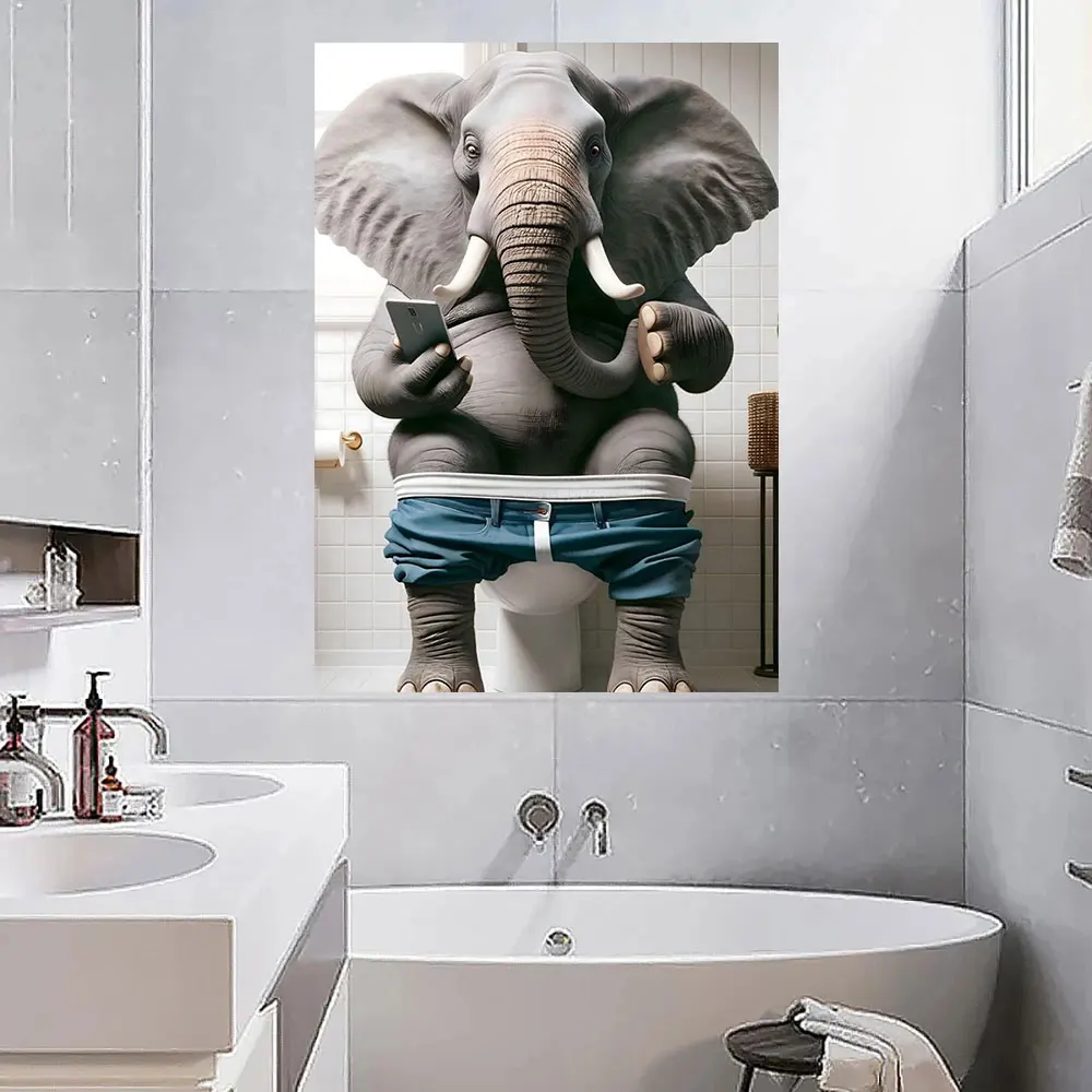 Настенные картины на холсте с изображением животных в ванной комнате