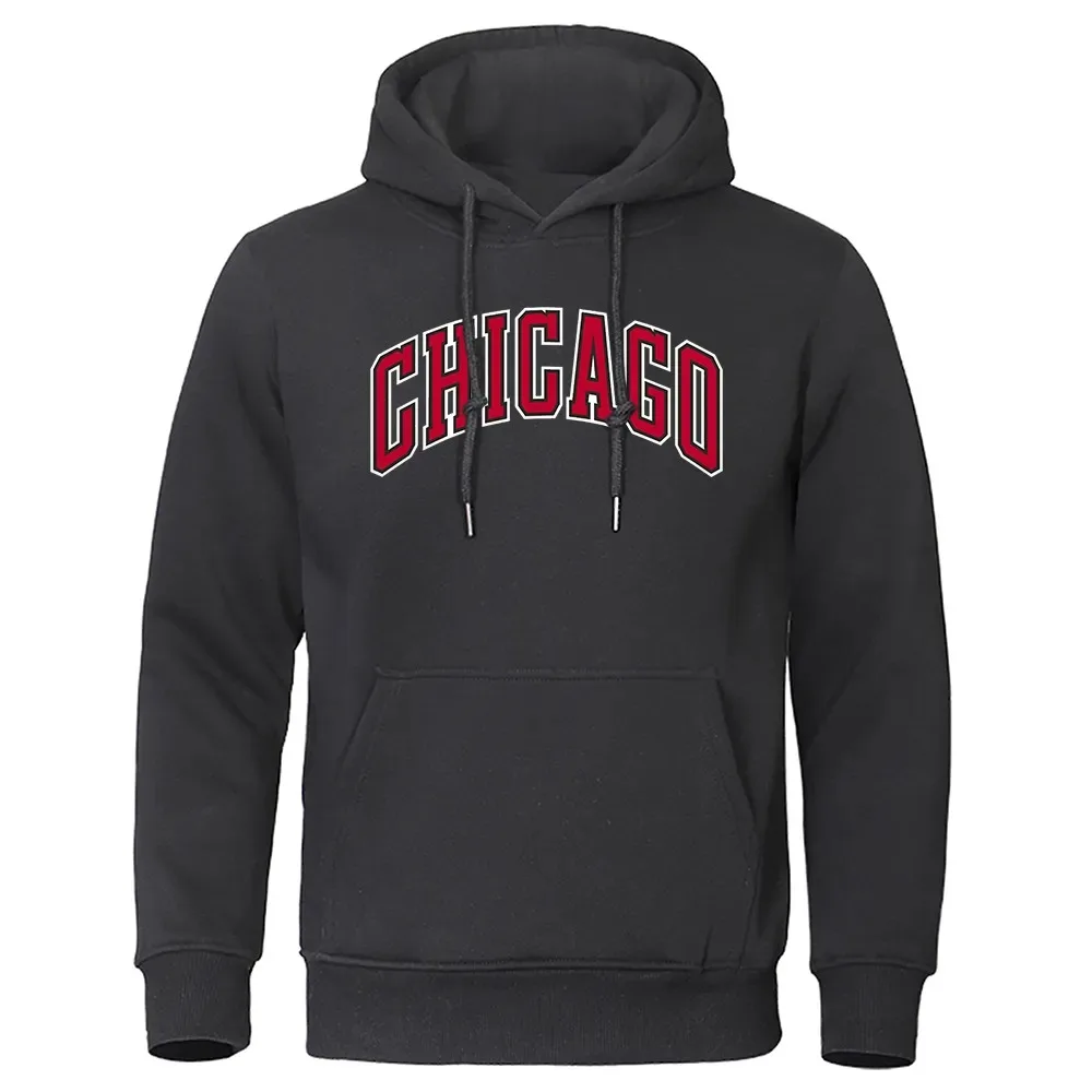 

Chicago Basketball Uniform Street Printed Hoodie Men Personality Loose Clothing Pocket Pullover Hooded Soft Comfortable Hoody