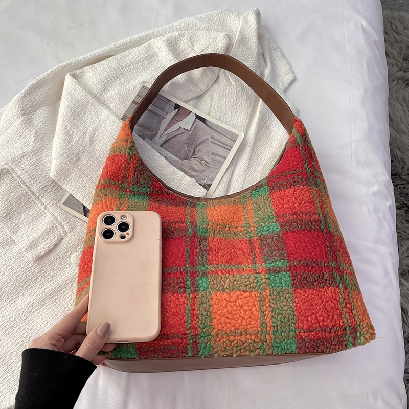 Модная классическая Универсальная Женская панельная Сумка-тоут из шерстяной