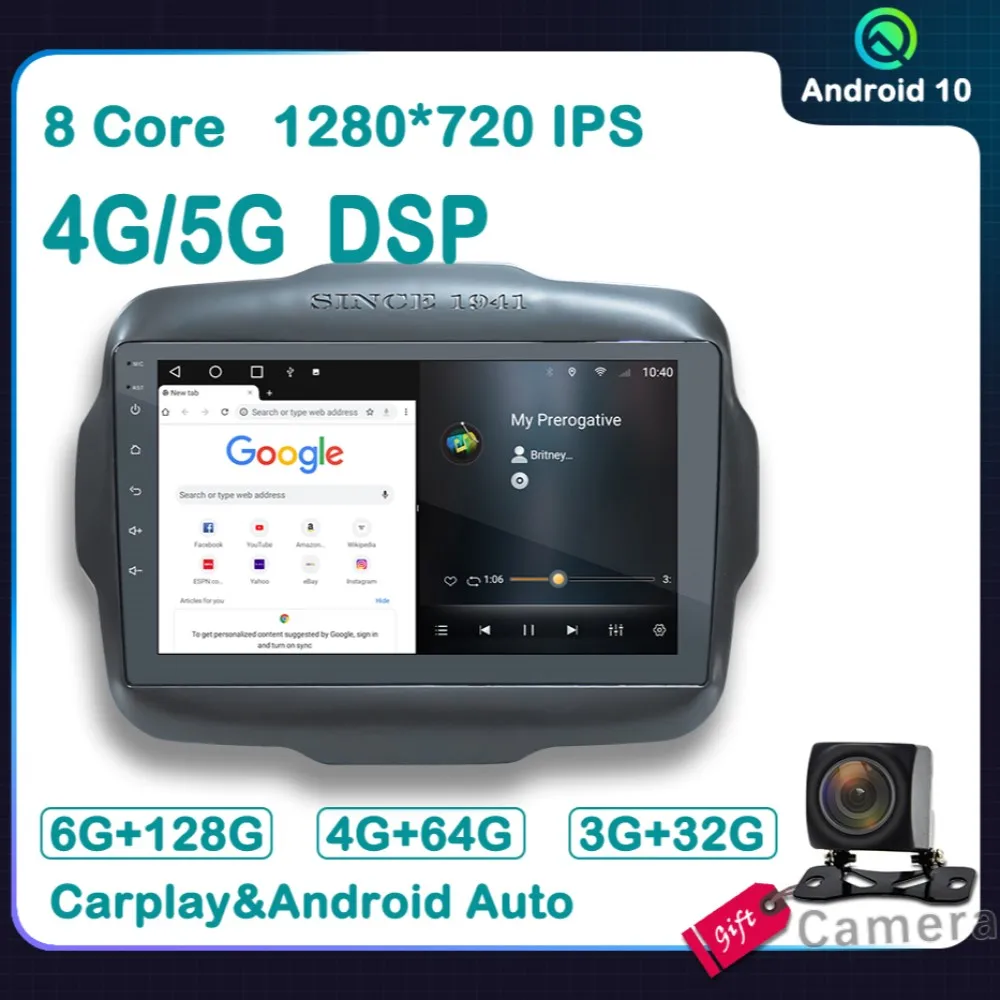 

Android 10 Car Radio For JEEP Renegade 2014 - 2020 DSP DVD Stereo Multimedia Audio Video Player GPS Navigation Head Unit 4G