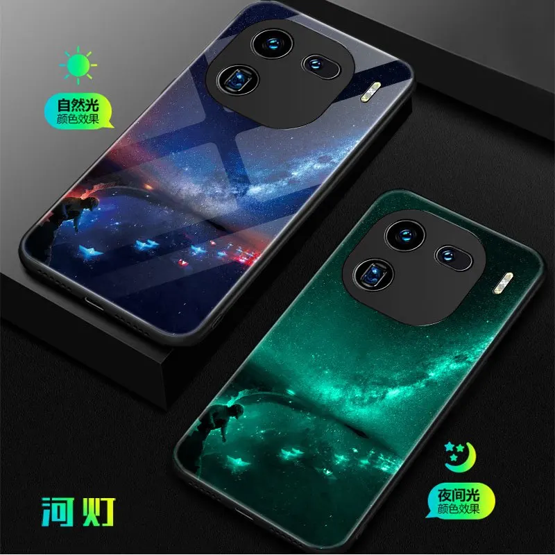 Светящиеся фотообои для Vivo iQOO 12 Pro чехол светящийся в темноте кот и рыба