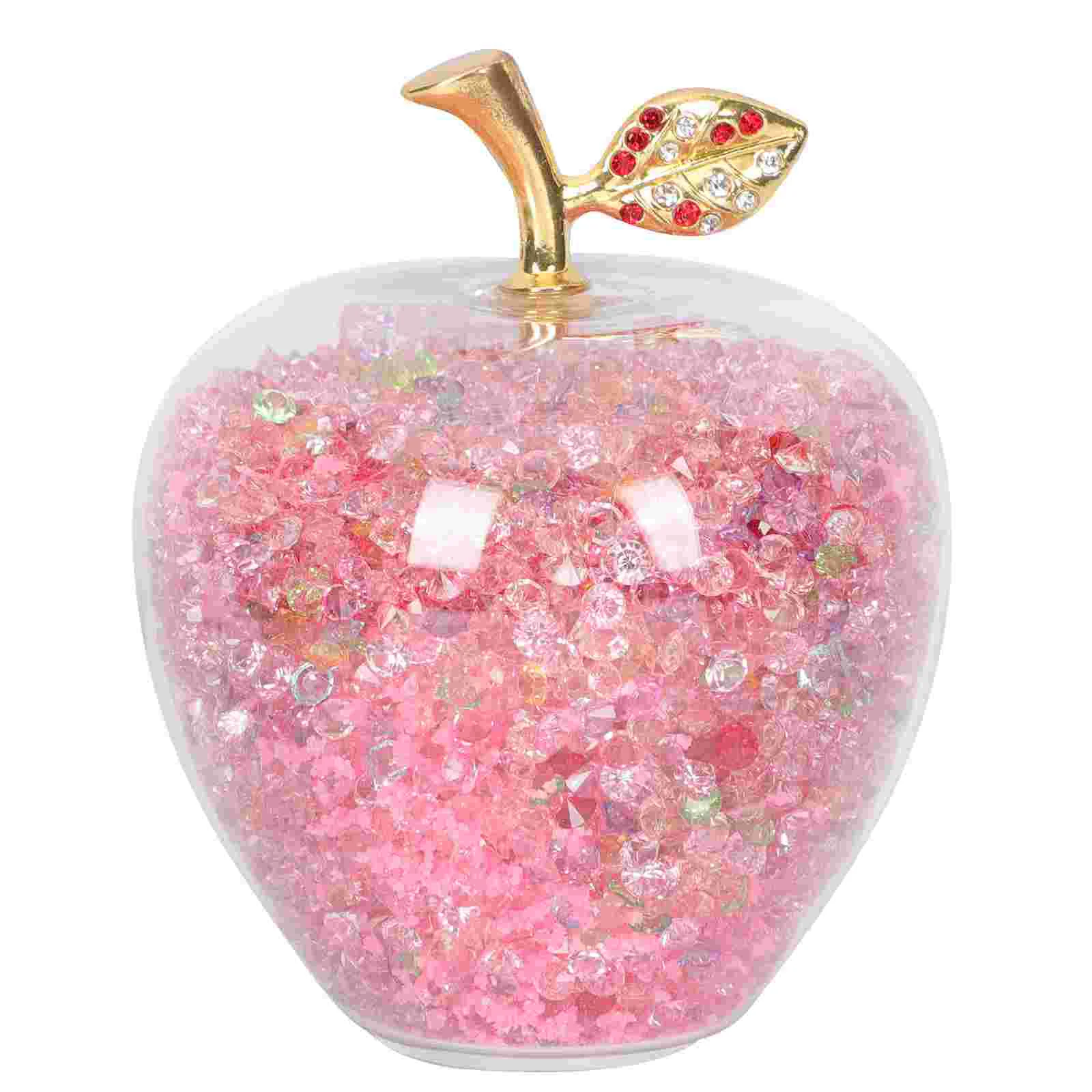 

Glass Christmas Statue Crystal Sculpture Apples Paperweight Gemstone Decor Ornament Fruit Blessing Rhinestone Desk Decoration