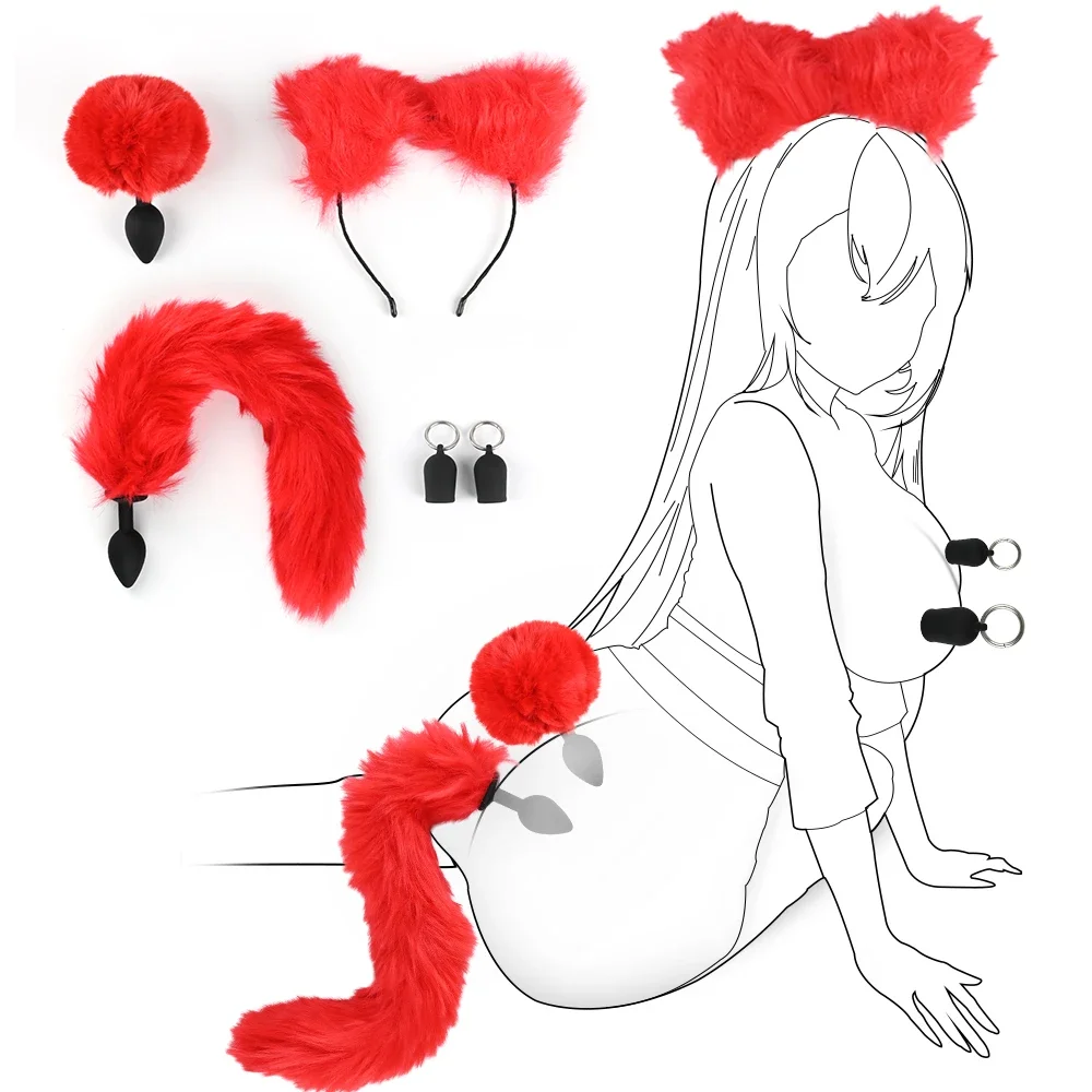 3 шт. 4 анальная пробка сексуальная вагинальная с лисьим хвостом фаллоимитатор