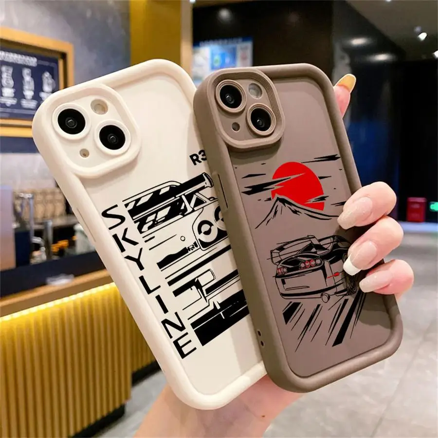JDM Sports Cars Comic Phone Case for iPhone SE 14 Plus 11 Pro 13 Mini 15 16 ProMax XR 12 XS Max Soft Silicone Cover