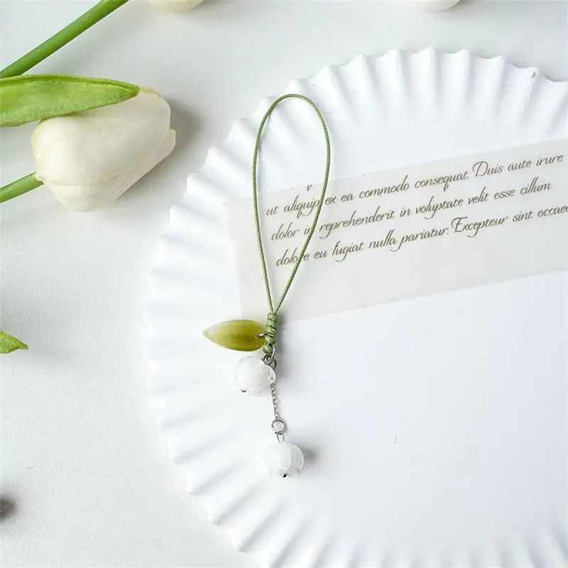 Handmade Creative Tulip Flower Keychain Distinctive Trendy Short Mobile Phone Hand Rope Pendant Decoration Accessories