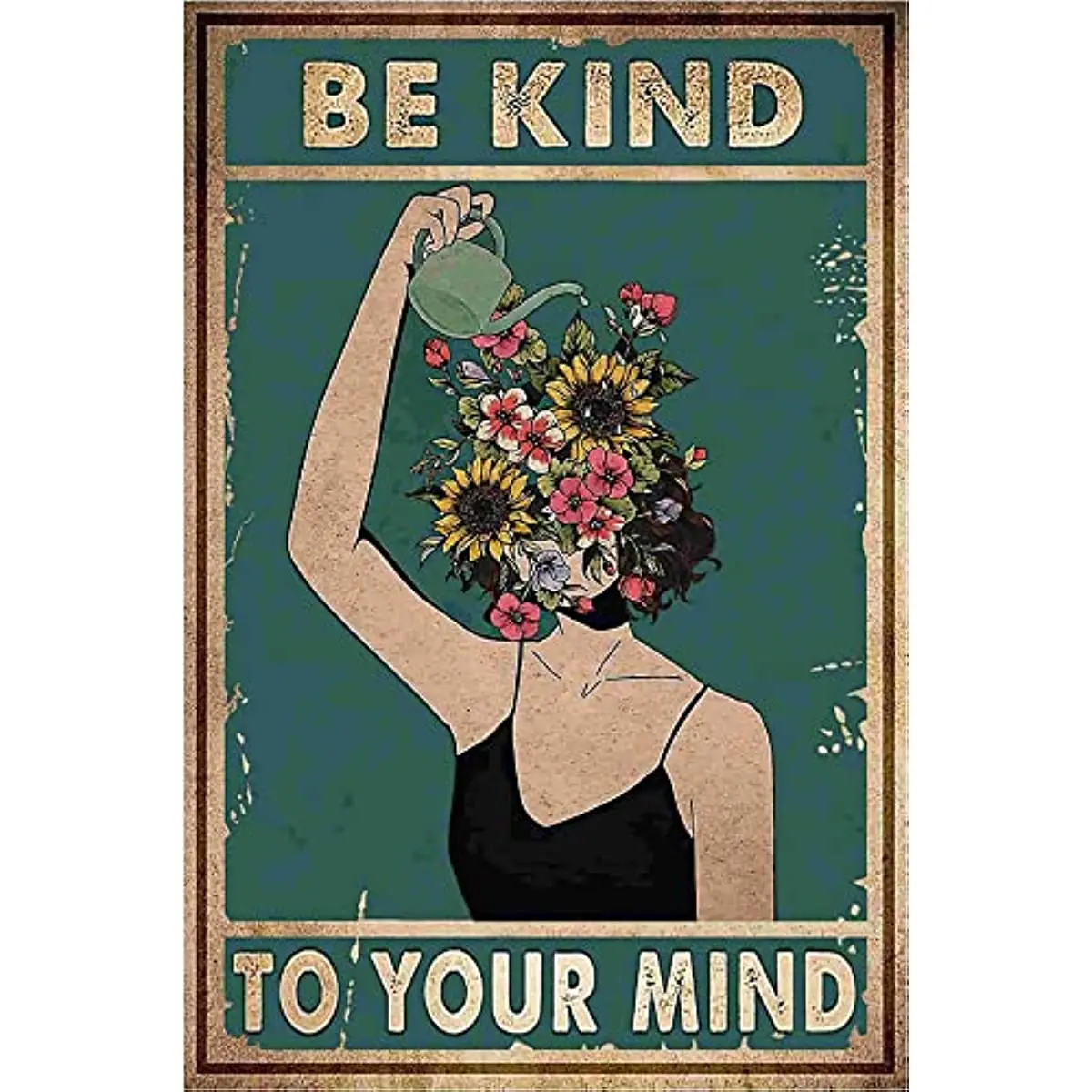 

New Vintage Poster Tin Signs Gift for Women Home Boho Office Plant Room Wall Decor Be Kind to Your Mind Metal Sign