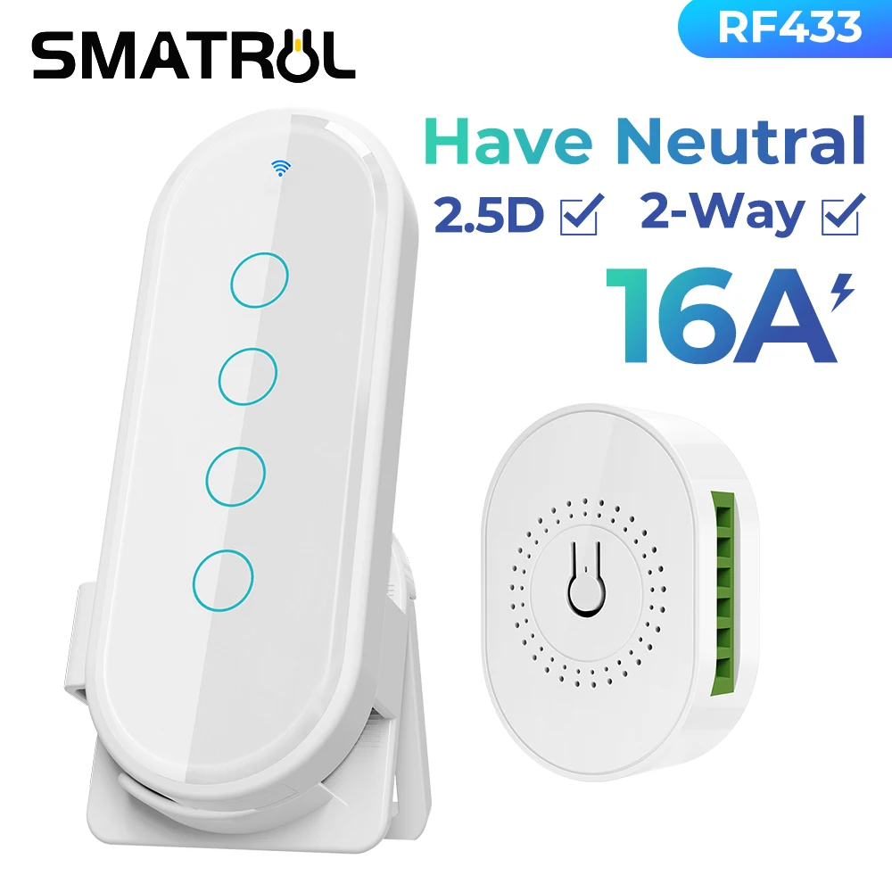 

SMATRUL 16A 2 way smart Wireless Switch Light Electrical 433MHZ RF 4Key Remote Control Relay Receiver home led Lamp ON/OFF
