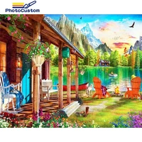 photocustom coloring by number house kits handpainted picture drawing landscape on canvas for adults diy frame home decor 50x65c