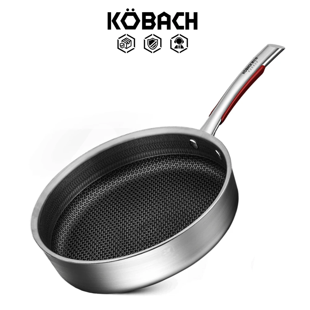 

Сковорода антипригарная KOBACH 26 см, сковорода кухонная из нержавеющей стали, сковорода антипригарная стандартная сковорода с крышкой