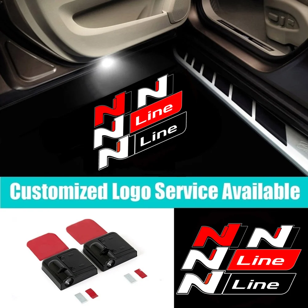 

2Pcs LED 3D N N-Line Car Door Welcome Laser Projector Courtesy Shadow Light for Elantra GT i20 i30 Veloster Sonata Tucson N
