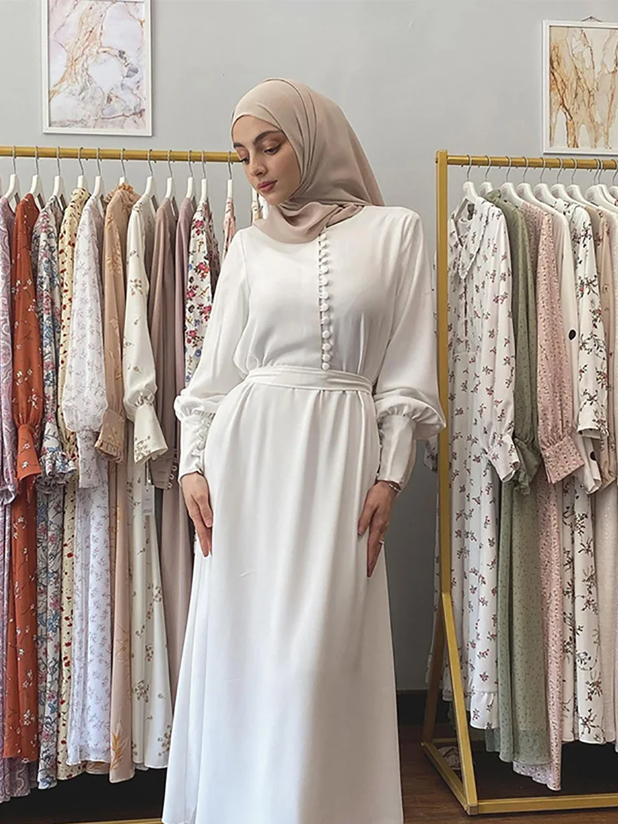 Abaya Дубай ИД элегантное шифоновое женское платье Рамадан мусульманский хиджаб модная скромная Турецкая ткань одежда Abaya Mujer мусульманская о...