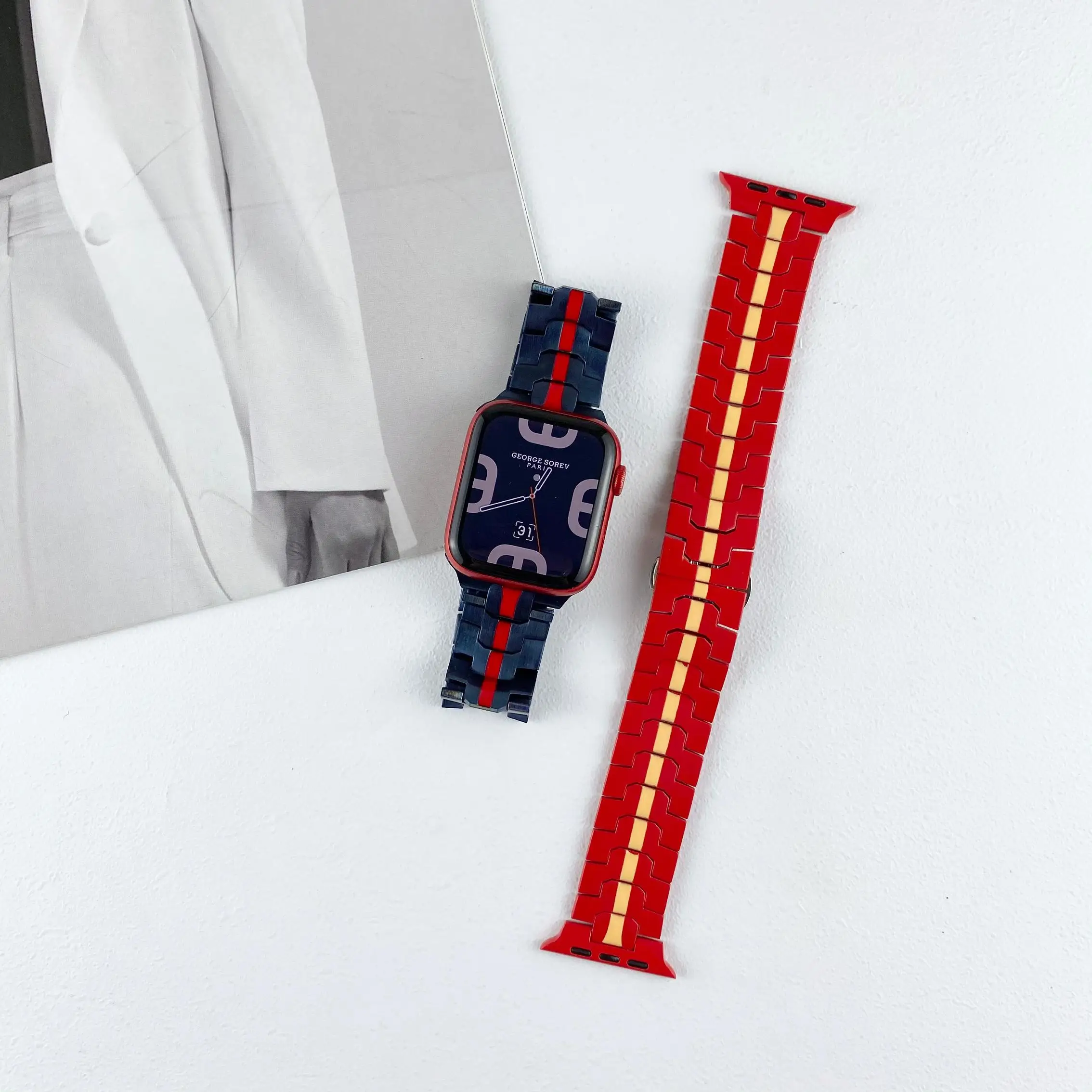 Stainless Steel strap For Apple Watch series 7 band 41mm 45mm business Metal strap for iwatch 6 5 4 3 2 1 SE 44mm 40mm Correa