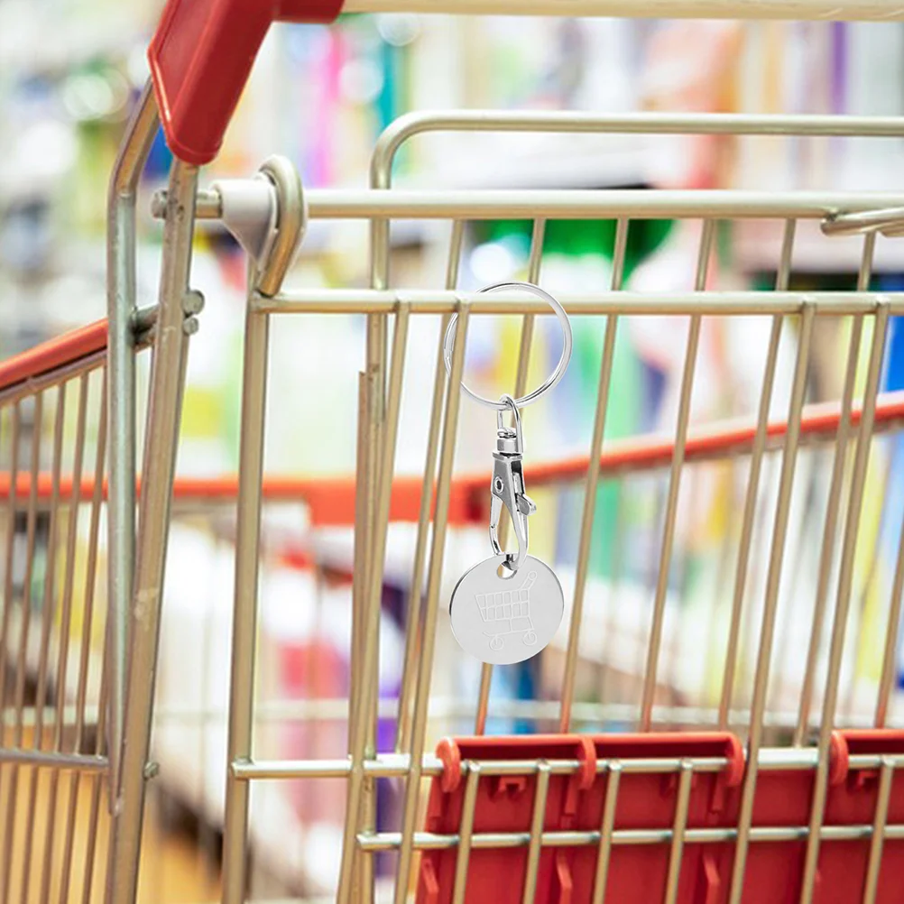 2 шт. жетоны на тележке для покупок с кольцами ключей корзина из нержавеющей стали