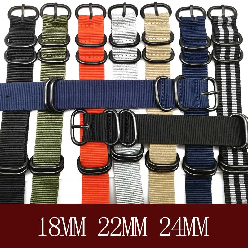 Heavy Duty Watchband Stripe Replacement Men Women's Nylon Watch Band 18MM 20MM 22MM 24MM Bracelet For Nato Strap