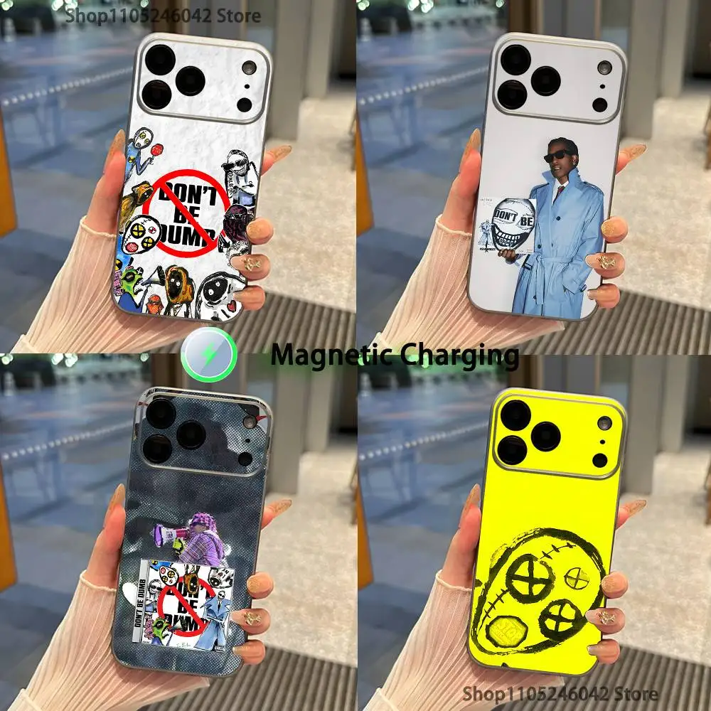 Фото Рэпер A-Asap R-Rocky Don't Be Dumb iPhone 17,16,15,14,13,12,Pro,Max,Plus Магнитный чехол для беспроводной зарядки, прозрачный серый. №1